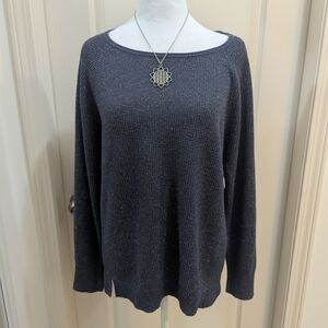 Elegant Dark Gray Scoop Neck Sweater